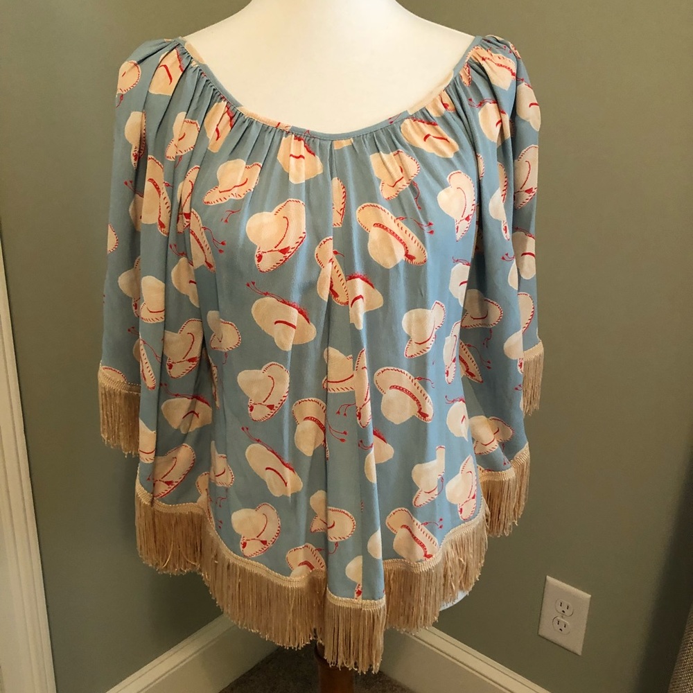 Cowboy themed shirt with fringe